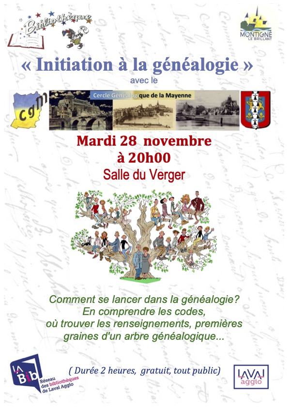 Initiation à la généalogie - Mardi 28 novembre 20h