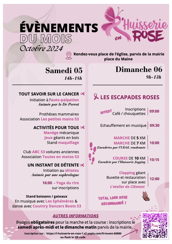 programme L'Huisserie Octobre Rose 