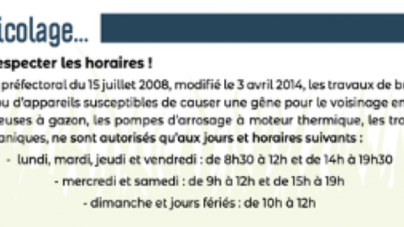 Horaires Jardinage Bricolage...