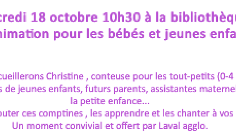 Bibliothèque : Mercredi 18 octobre 10h30