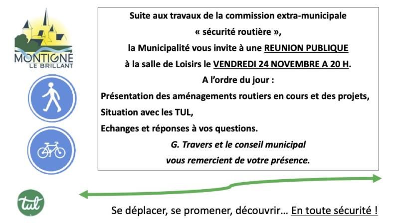 Réunion publique Sécurité routière Vendredi 24 novembre 20H