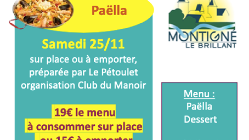 Téléthon - Paëlla le samedi 25 novembre - à réserver avant le 19 novembre