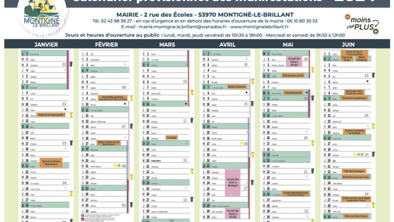 Calendrier prévisionnel des manifestations 