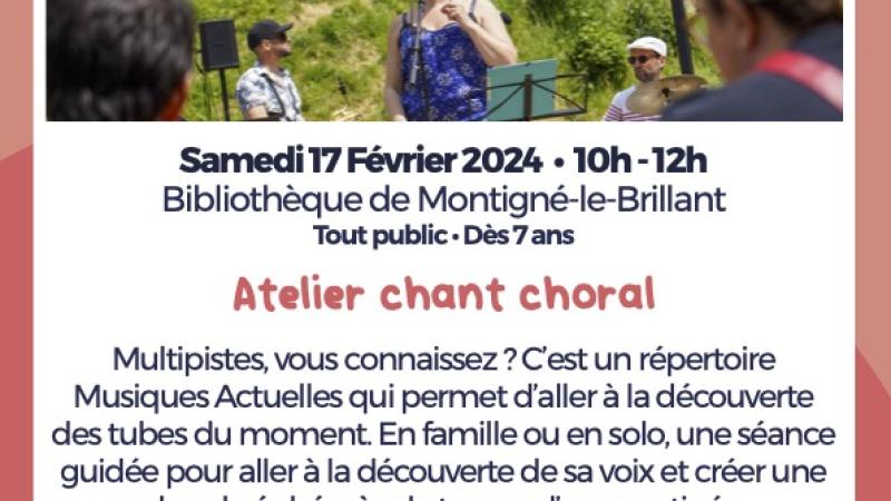 Bibliothèque : Atelier chants choral samedi 17 février 10h 12h