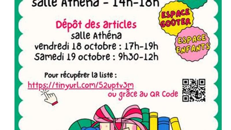 Monti Jouets Samedi 19 Octobre Salle Athéna  Dépôt des Articles le Vendredi 18 octobre de 17h à 19h et le Samedi 19 octobre de 9h30 à 12h