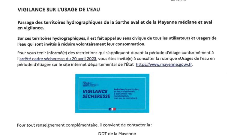 Vigilance EAU SECHERESSE