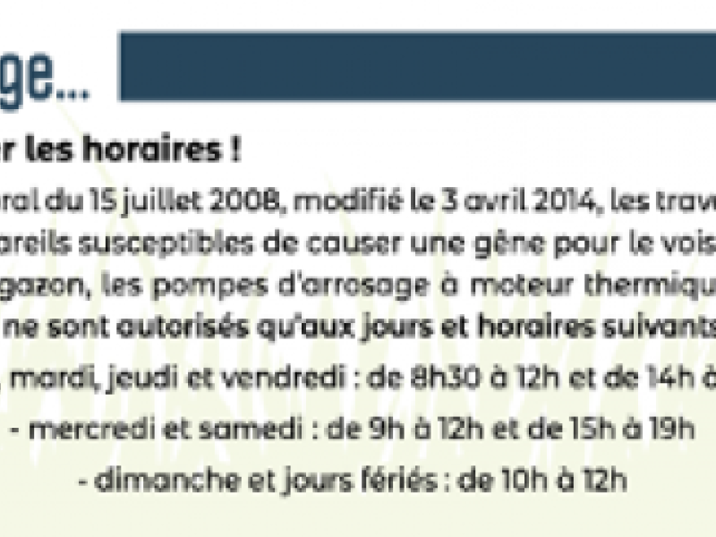 Horaires Jardinage Bricolage...
