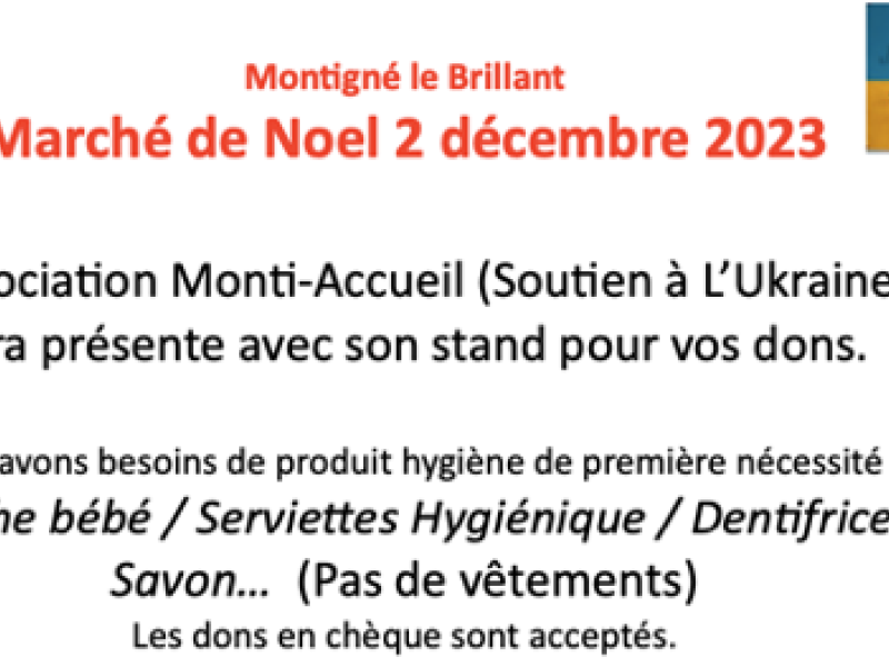 Monti accueil - récolte de dons lors du marché de Noêl le 2/12