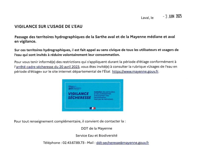 Vigilance EAU SECHERESSE